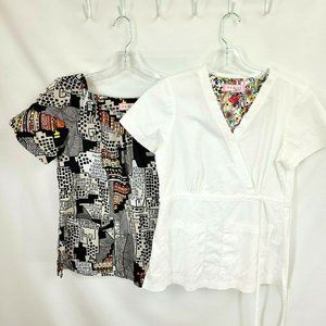 Lot of 2 Koi by Kathy Peterson XS Short Sleeve Scrub Top